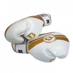 Gants de Boxe Booster blanc "BGL 1 V3 WHITE/GOLD", Muay Thai, Boxe Thai, Kickboxing, K-1